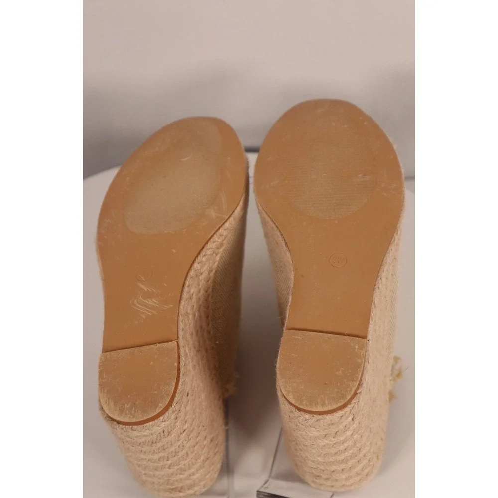 Fashion to‎ Figure Tan Frayed Espadrille Wedge Sandals Women's -Size 9W